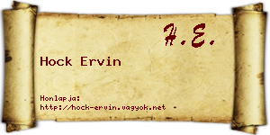 Hock Ervin névjegykártya